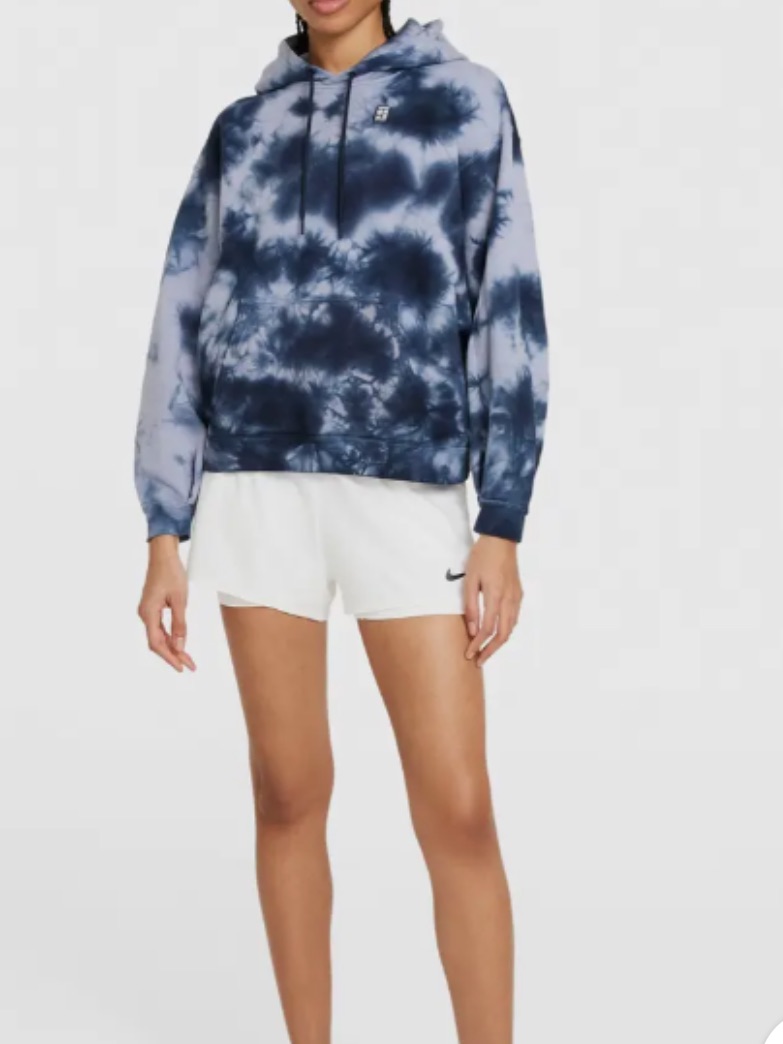 Nike Court Heritage Women's Hoodie In Blue Tie-Dye Size Small